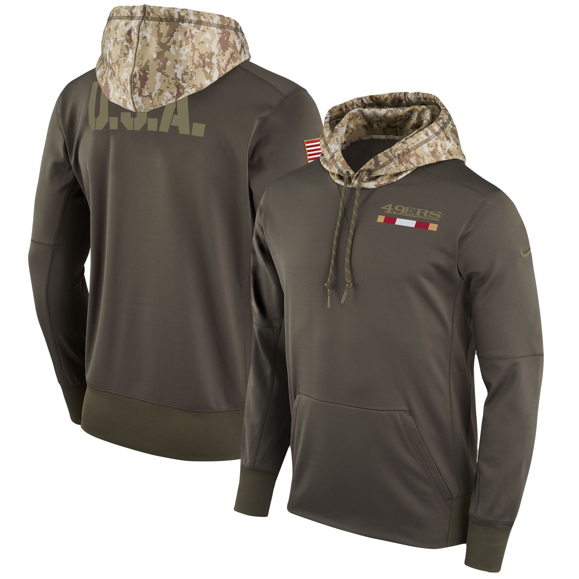 Men NFL San Francisco 49ers Nike Olive Salute To Service Hoodie Green